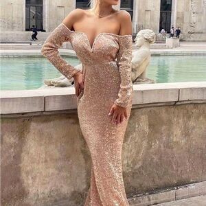 SHEIN rose gold sequin maxi dress